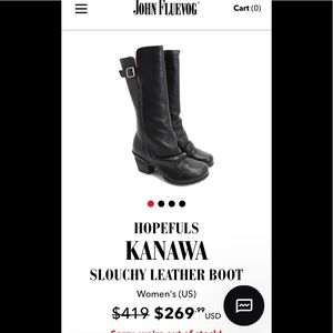John Fluevog Kanawa Slouchy Leather Boot, size 5